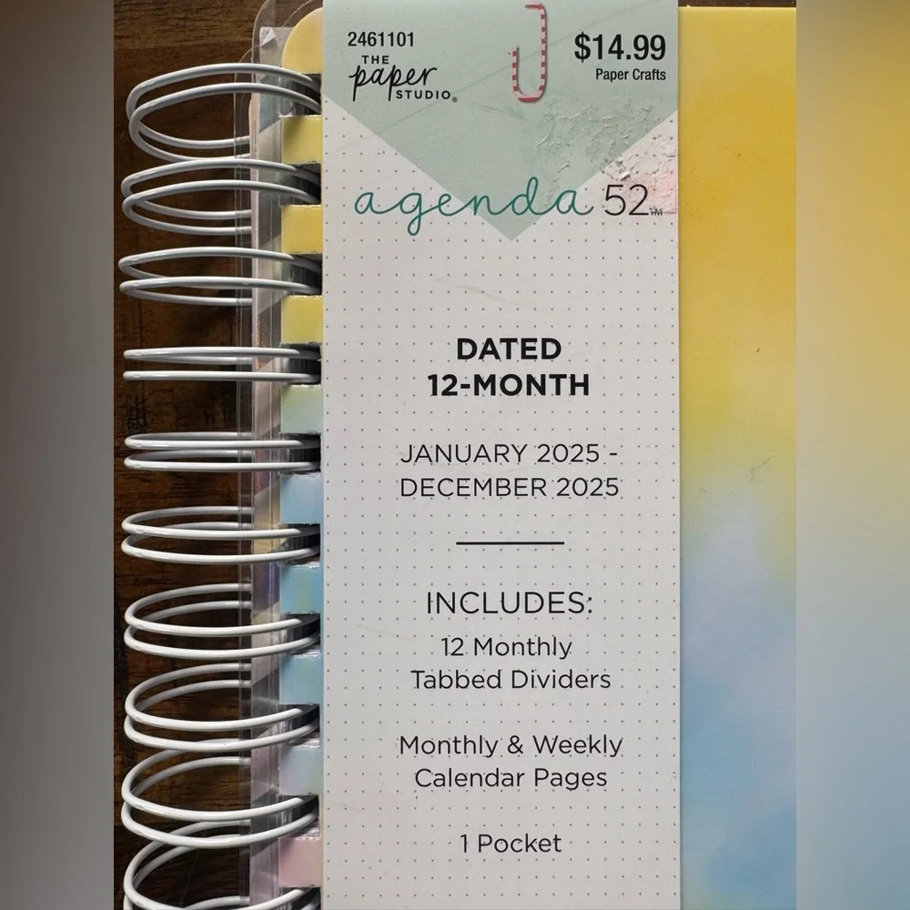 Agenda 2025 Colorful Tie-Dye Dated Planner Tabbed Dividers Calendar NWT